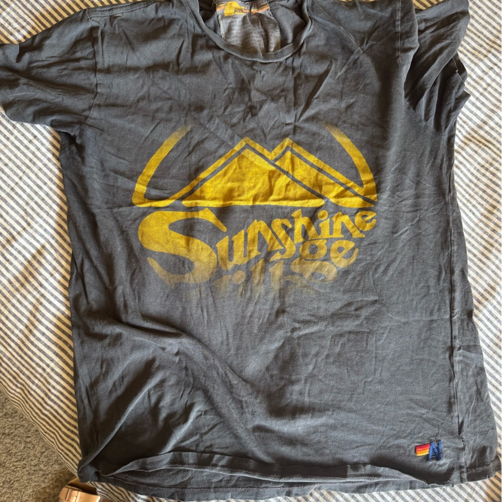 Aviator Nation Gray Tee with Yellow Logo